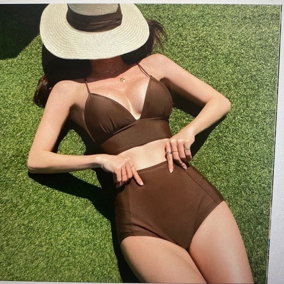High Waisted Women’s Size  L  2  Set Bikini Swimsuit(Brown or Coffee) - Picture 1 of 10